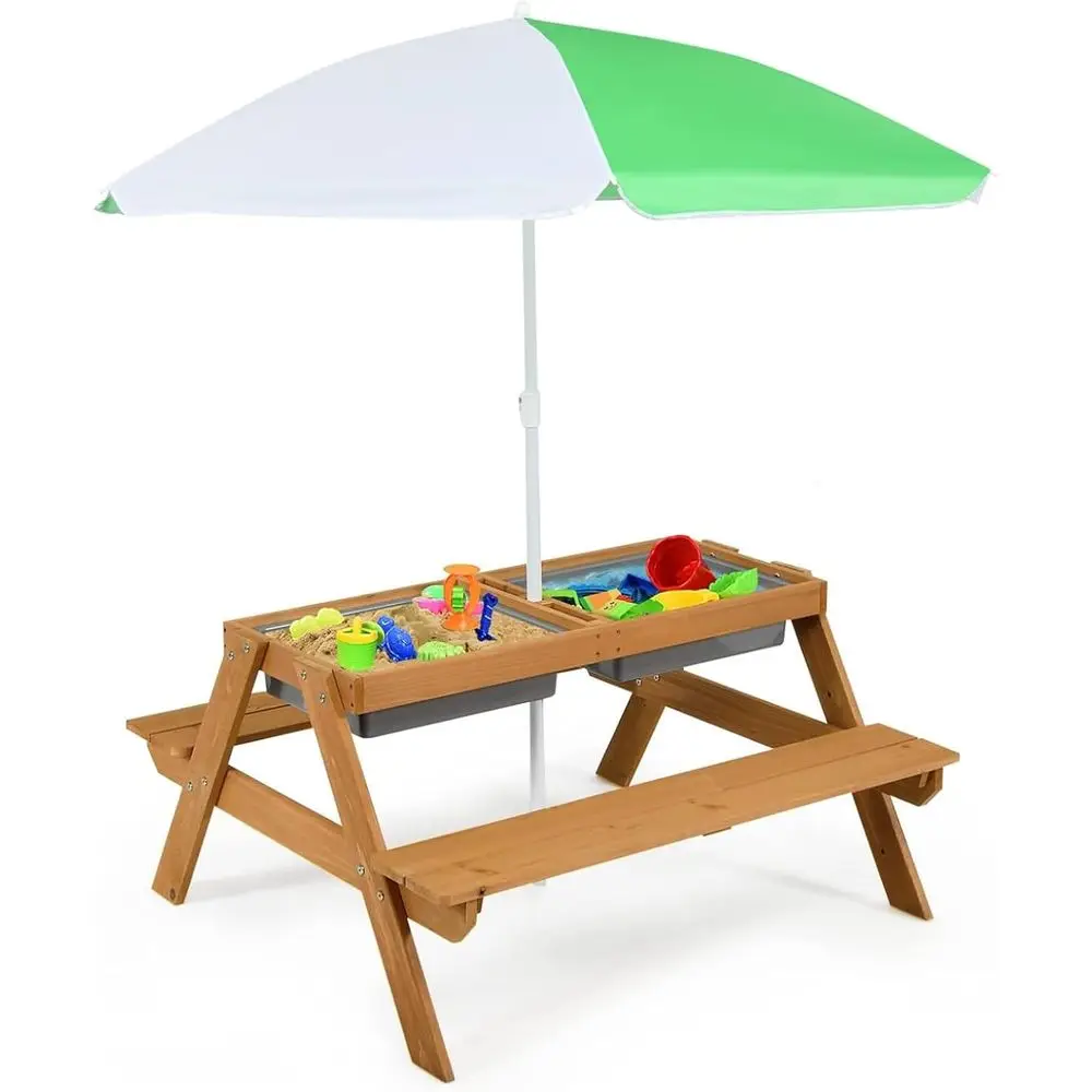 Kids Outdoor Picnic Table - Деревянный столик 4-в-1 для игр с