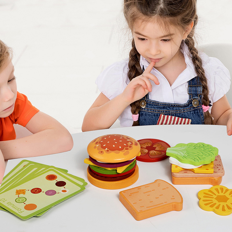 Kids Outdoor Kitchen Accessories - Новые деревянные игрушки-конструкторы в виде гамбургеров