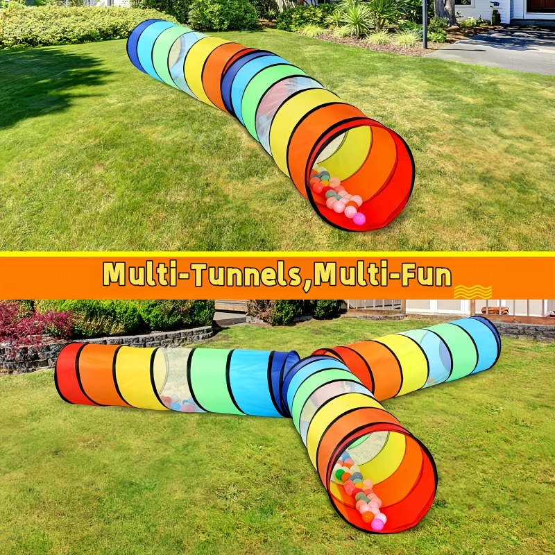 Kids Outdoor Clubhouse - Красочный туннель для ползания, дышащая сетка,