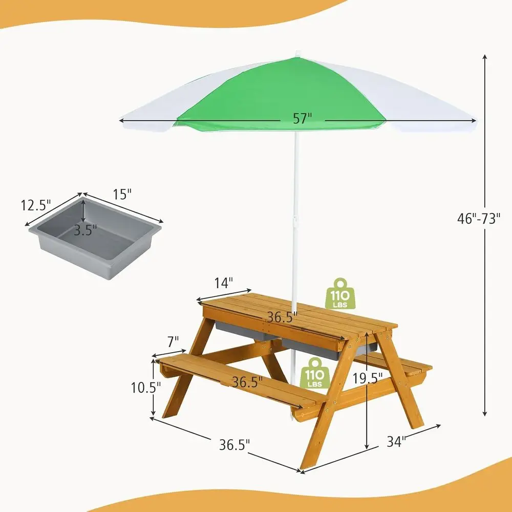 Детский столик-зонтик 3-в-1 с  – обзор и цена Kids Outdoor Picnic Table