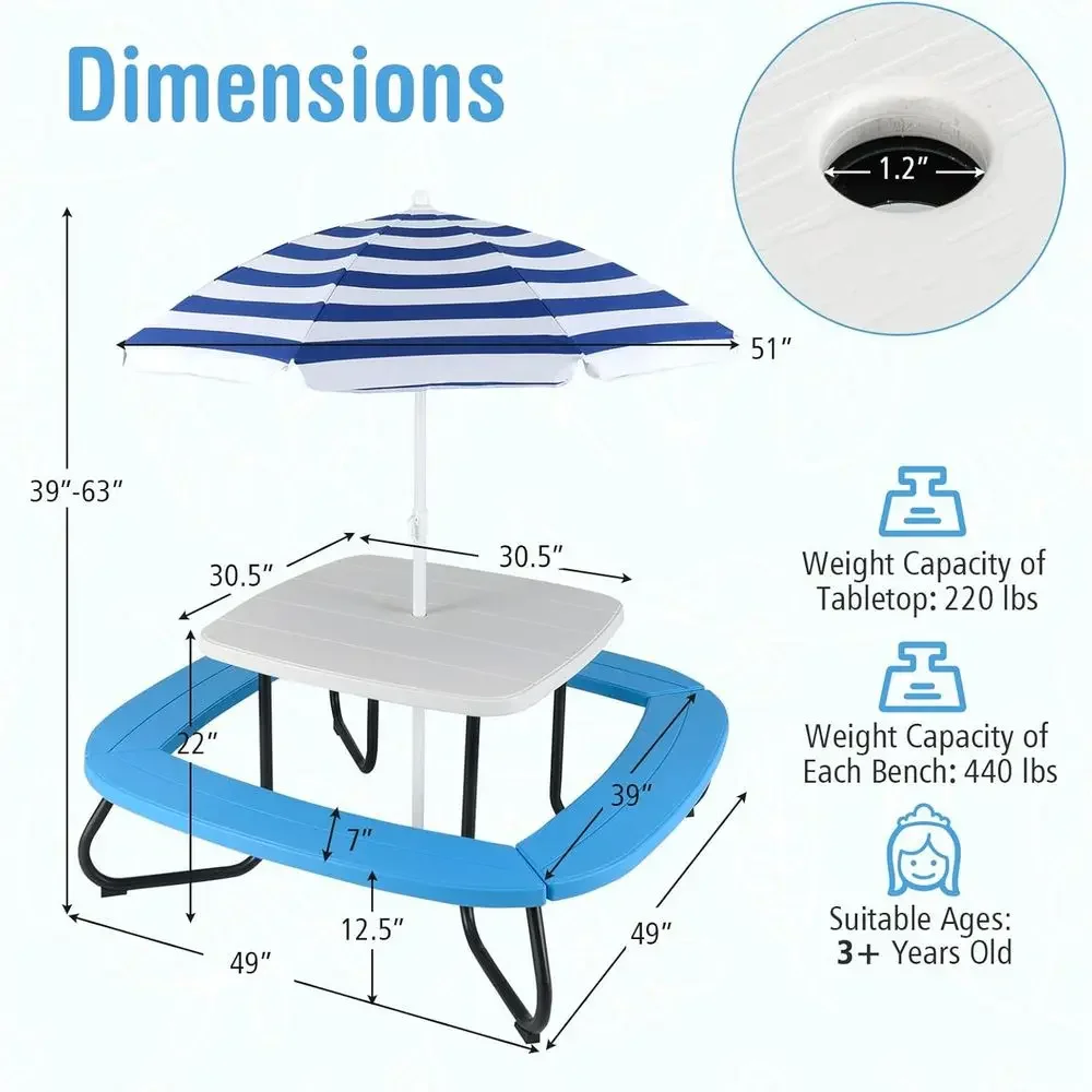 Детский пикниковый стол на 8 ч – обзор и цена Kids Outdoor Picnic Table